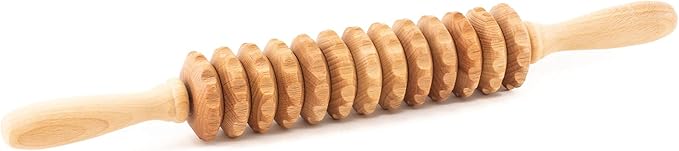 Wood Roller Massager for Body - 15.6 inch Lymphatic Drainage Manual Massage Tools for Sculpting, Muscle Shaping, Cellulite Remover - Wooden Massage Tool for Manual Madero therapy
