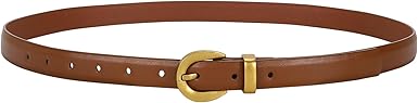WERFORU Women Leather Belt for Jeans Pants Thin Belts for Women Fashion Waist Belt with Gold Buckle