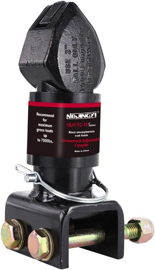 2" 7000LBS Adjustable Trailer Coupler, Black Powder Coat,Channel-Mount Trailer Coupler