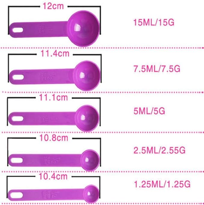 5 PcsSet Multifunction Measuring Cups Sugar Coffee Teas Cake Spoon Measuring Scoop Portable Kitchen Measuring Cups Tools (Black)