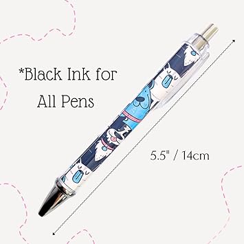 YJ PREMIUMS 8PC Dog Writing Pens Veterinary Ballpoint Ink Pen Set for Dogs Lovers Doggie People Kawaii Puppy Paw Print Vet Med School Supplies Students Stationary Animal for Men Women Themed Gifts