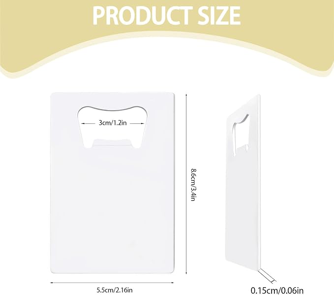 24 Pieces Sublimation Bottle Opener Blanks Credit Card Bottle Opener Metal Stainless Steel Wallet Beer Opener for Kitchen or Restaurant Personalized Sublimation Blank Products, White 2.09 x 3.35 Inch