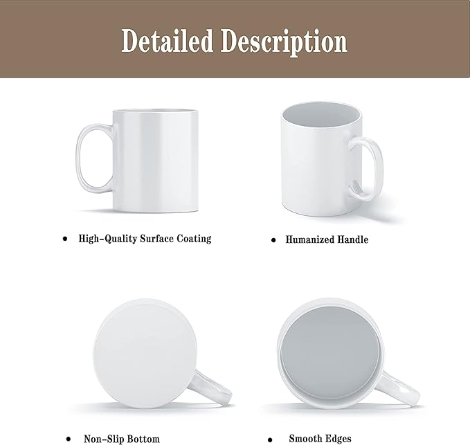 TANGLONG Sublimation Mugs 15 oz, Sublimation Blanks, Bulk Coffee Mugs,White Cups for Coffee,Latte, Soup, Milk, Hot Cocoa Set of 12