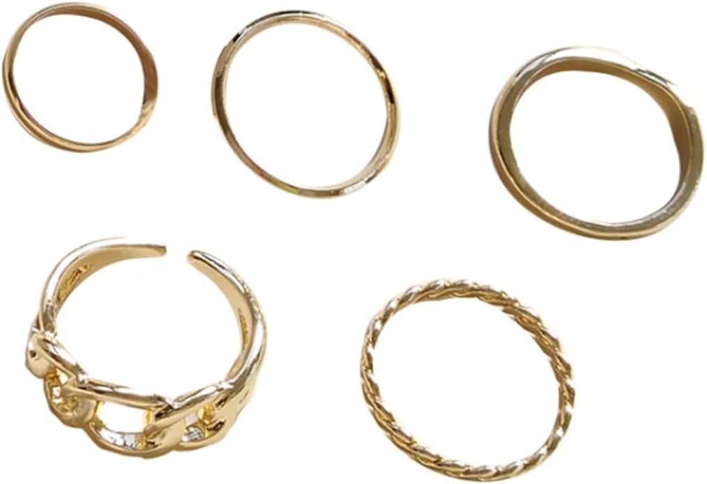 Rings for Women,5 Pcs Finger Ring Anti-allergy Wearable Alloy Vintage Finger Rings Set for Gift