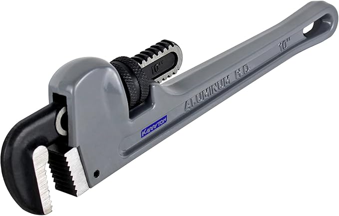 10 Inch Aluminum Pipe Wrench, 1-58"41mm Adjustable Cr-Mo Jaw Opening Heavy Duty Straight Handle Plumbing Wrenches, Perfect Plumbers Tool Exceed GGG Standard
