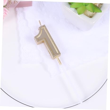 Cabilock Happy Birthday Numeral Candles Number 1 Gold Glitter Non-Smoke Number Candles for Cake Adults Kids Party Supplies