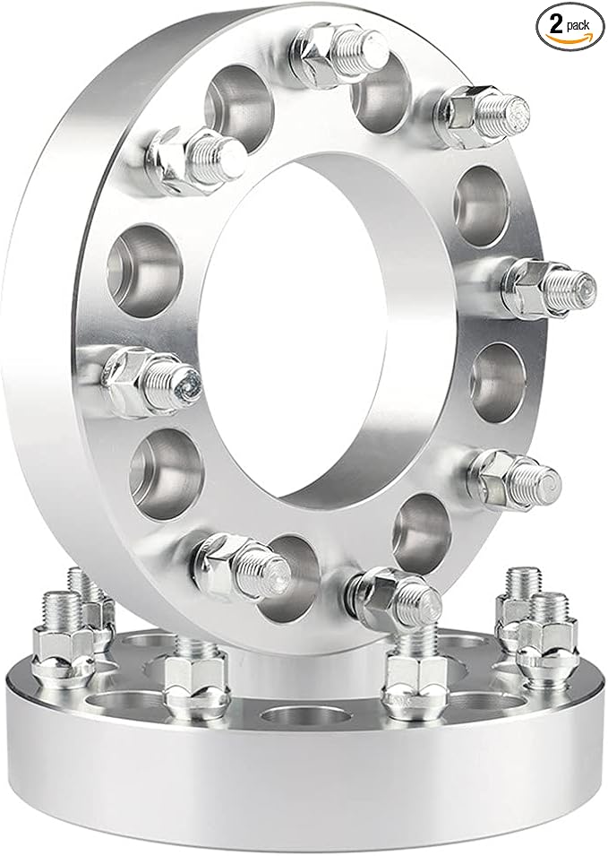 2pcs 8x6.5 to 8x180 Wheel Adapters, 1.5 Inch 8x165.1 to 8x180 Wheel Adapters 117mm Center core for 1999-2010 Silverado Sierra 2500 3500 HD with M14x1.5 Studs, Chrome