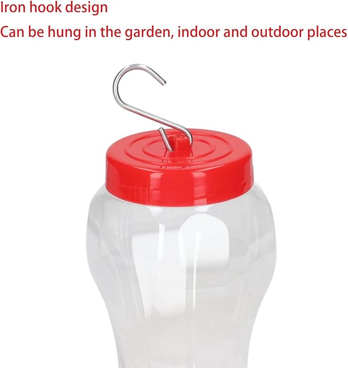 Outdoor Hummingbird Feeder Iron Hook 3 Flower Ports Hanging Hummingbird Feeder for Countyard (Style 1)