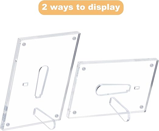 Picture Frame, 5x7 Acrylic Magnetic, Clear, Tabletop Display, Postcard, Family Friends Photos (1 Pack)