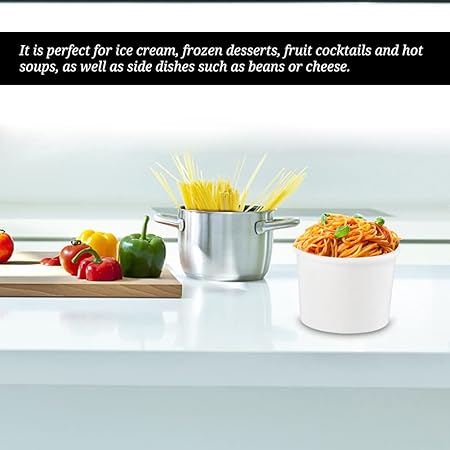 12 oz 25 Pack Paper Soup Bowls with Lids, Disposable Soup Cups, Ice Cream Containers, White Disposable Food Containers White for Hot or Cold Soup