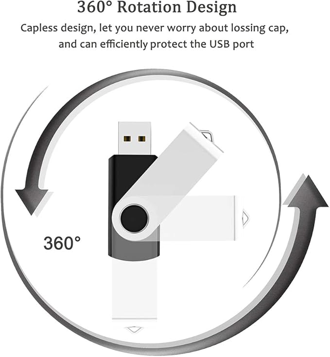 2 Pack 32GB USB Flash Drive USB 2.0 Thumb Drives Jump Drive Fold Storage Memory Stick Swivel Design - Black