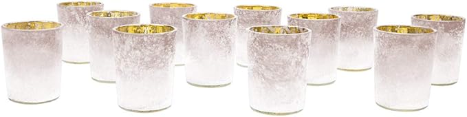 Koyal Wholesale 2.6" Tall Mauve Frosted Ombre Mercury Glass Votive Candle Holders, Set of 12, Bulk Tealight Holders