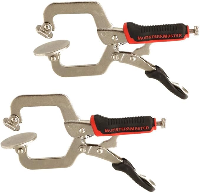 Monster Master 6" C clamp Face Clamp Locking Plier with Larger Flat Swivel Pads for Woodworking, Welding and Pocket Hole Joinery, 2-Piece