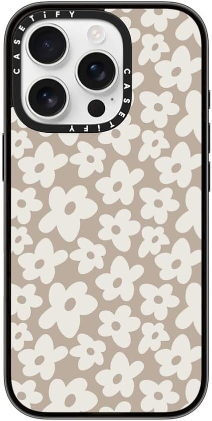 CASETiFY Compact iPhone 16 Pro Case 4 ft. 2X Military Grade Drop ProtectionSlimLightweight - Natural Flower - Clear Black