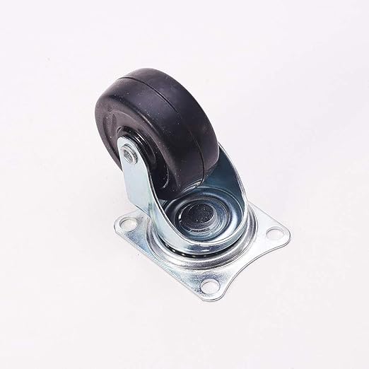 Rubber Plate Mounted Swivel Caster Wheels 360 Degree Caster Wheel for Office Chair 1.98" 2Pcs Black
