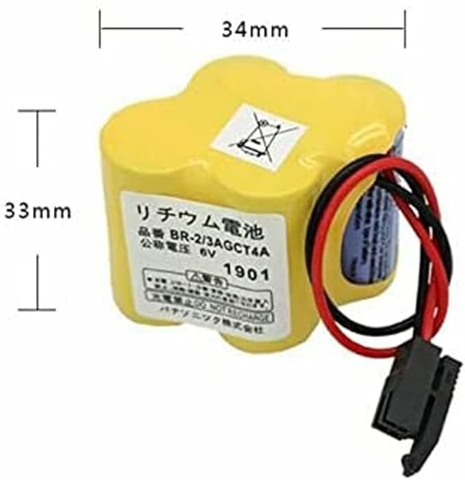 (1-Pack) BR-23AGCT4A 6V 4400mAh Non-Rechargeable Replacement Battery for FANUC A98L-0031-0025 CNC System with Black Plug