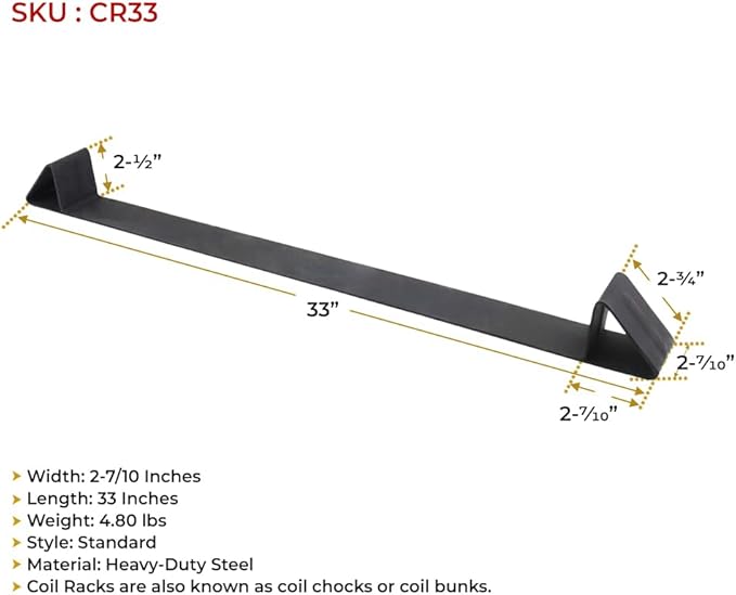 Mytee Products Coil rack, 33" long, 10 gauge steel Flatbed Trailer Steel Coils