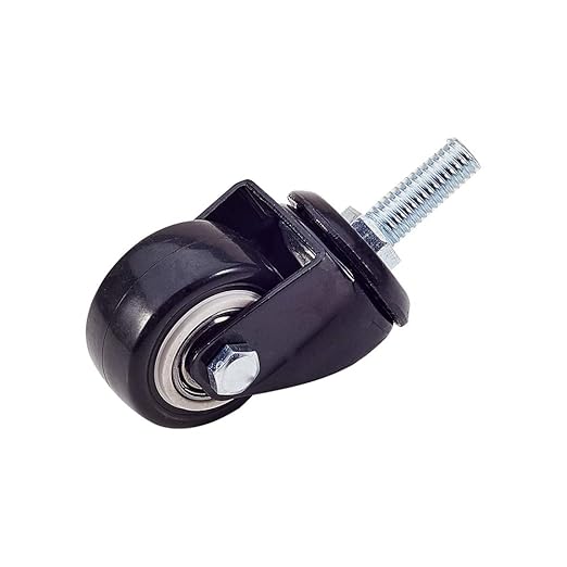 MroMax 1.5 Inch Stem Casters, PVC Casters Without Brake, Each Capacity 110Lbs Heavy Duty Swivel Caster with M10 x 25mm Threaded Stem for Shopping Carts, Trolley and Workbench(Pack of 1)