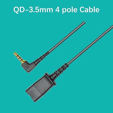 3.5mm Headset Adapter Cable Compatible with Plantronics QD for Android Cell Phone Smartphone Tablet Mac Laptop & Other Smart Devices with Single 3.5mm Jack 4 Poles CTIA