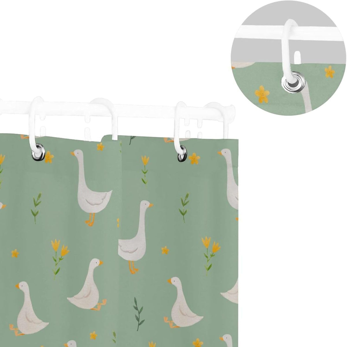 Shower Curtain Goose Bird Bathroom Decor Waterproof Fabric with Hooks 60x72 Inch