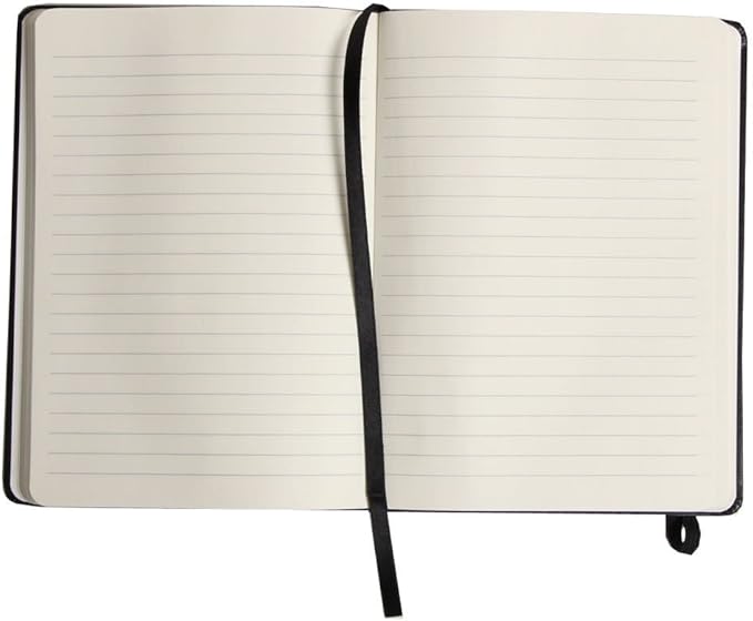 JAM PAPER Hardcover Notebook with Elastic Band - Medium Journal - 5 x 7 - Black - 100 Lined Sheets - Sold Individually