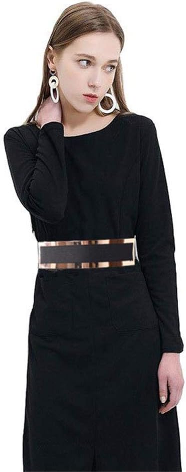 Women Elastic Waist Wide Belts Plus Size 27"-70" Dresses Coat Metal Thin Stretch Skinny Cinch Waistband 2.36" Width