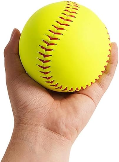 Official Size Softballs 12" Softballs Fastpitch Practice Softballs, Unmarked & Leather Covered Training Ball for Games, Practice and Training