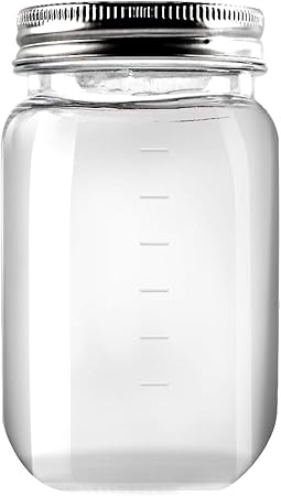 novelinks 16 Ounce Clear Plastic Jars Containers With Screw On Lids - Refillable Round Empty Plastic Slime Storage Containers for Kitchen Household Storage - BPA Free (10 Pack)