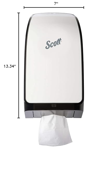 Scott Hygienic Bathroom Tissue Dispenser (40407), White, compatible with Scott Cottonelle Hygienic Bathroom Tissue, 7.0" x 5.725" x 13.339" (Qty 1)