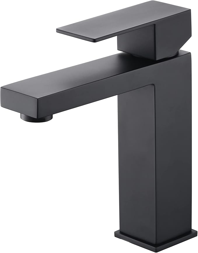 sumerain Matte Black Bathroom Faucet Single Hole Bathroom Sink Faucet SUS 304 Stainless Steel