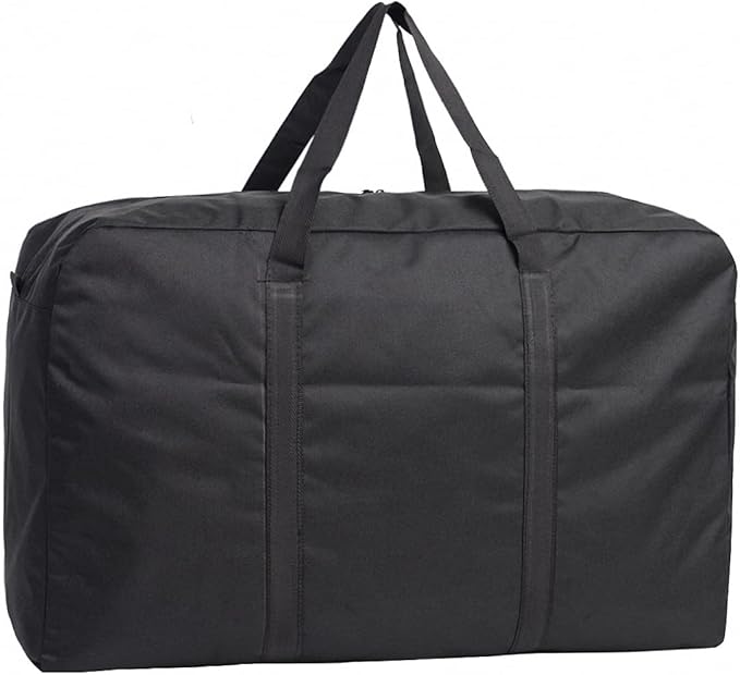Black Large Storage Bags, Oxford Cloth 600D Waterproof Foldable Travel Duffle Bag with Reinforced Handles, Heavy Duty Moving Bags for Clothing, Blanket, Moving Supplies, Space Saving