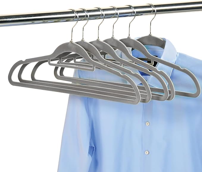 16641 Clothes Hangers, Pack of 6, Material: Plastic (ABS), Dimensions: 45.5 cm Wide, Colour: Grey