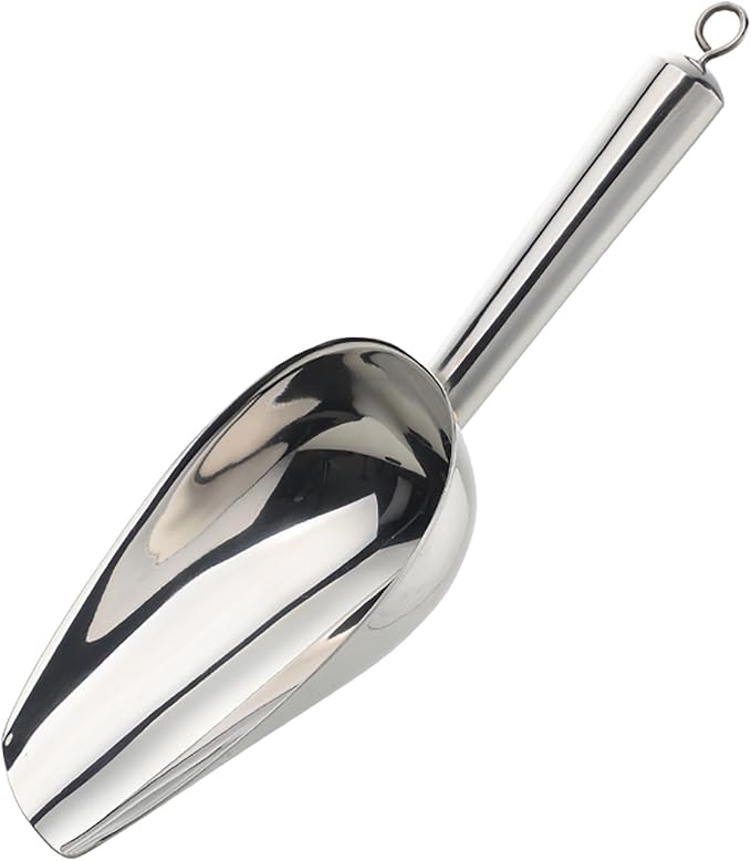 Meisha Stainless Steel Ice Scoop, Thickened Metal Food Candy Scoop for Kitchen Bar Party Wedding, Heavy Duty, Mirror Finish - Silver