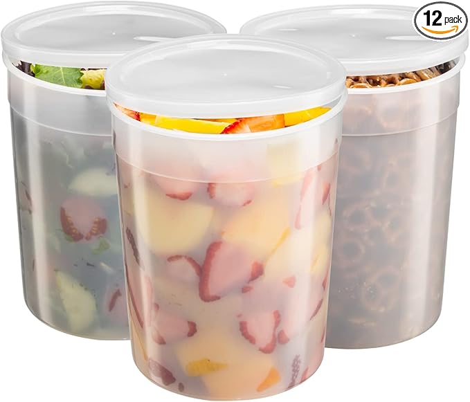Comfy Package [6 Sets -128 oz. Disposable Plastic Food Storage Deli Containers with Lids, Ice Cream Bucket & Soup Pail