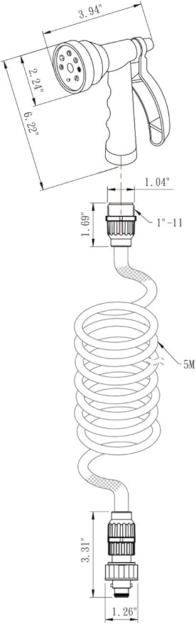 Dura Faucet DF-SA187-BK RV Exterior Quick Connect Sprayer with 7 Spray Settings and Coiled Hose Kit (Black)