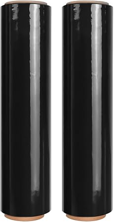Stretch Wrap Roll, Heavy Duty 1500ft Shrink Wrap Roll, Black 18 Inch 80 Gauge Industrial Strength Stretch Film, Plastic Wrap for Pallet Wrapping Shipping Moving(2 Pack)