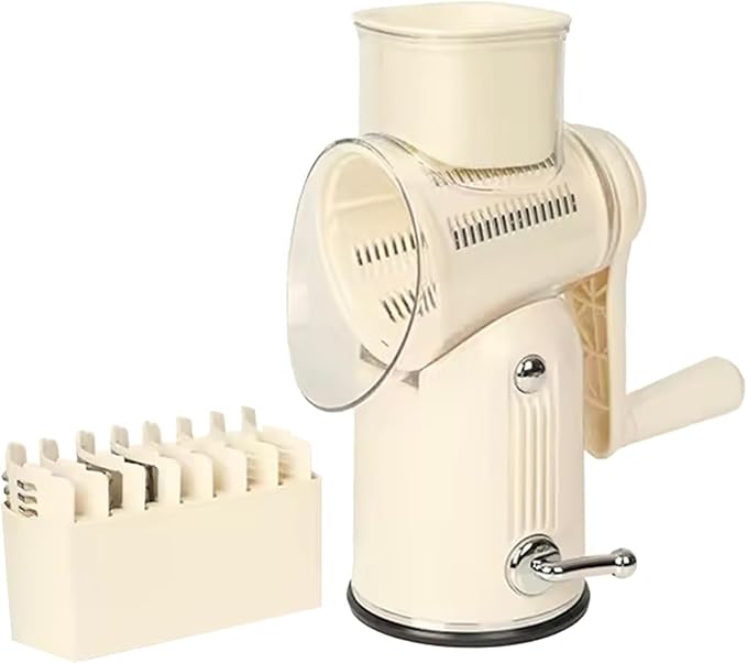 Premium Quality Rotary Cheese Grater with Handle - Kitchen Accessories Cucumber Slicer Vegetable Salad Grater, Vegetable Grater - Cheese Grater (Beige)
