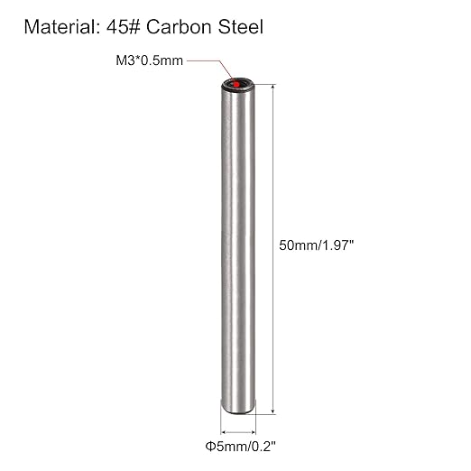 uxcell M3 Internal Thread Dowel Pin 10pcs 5x50mm Chamfering Flat Carbon Steel Cylindrical Pin Bed Bookshelf Metal Devices Industrial Pins