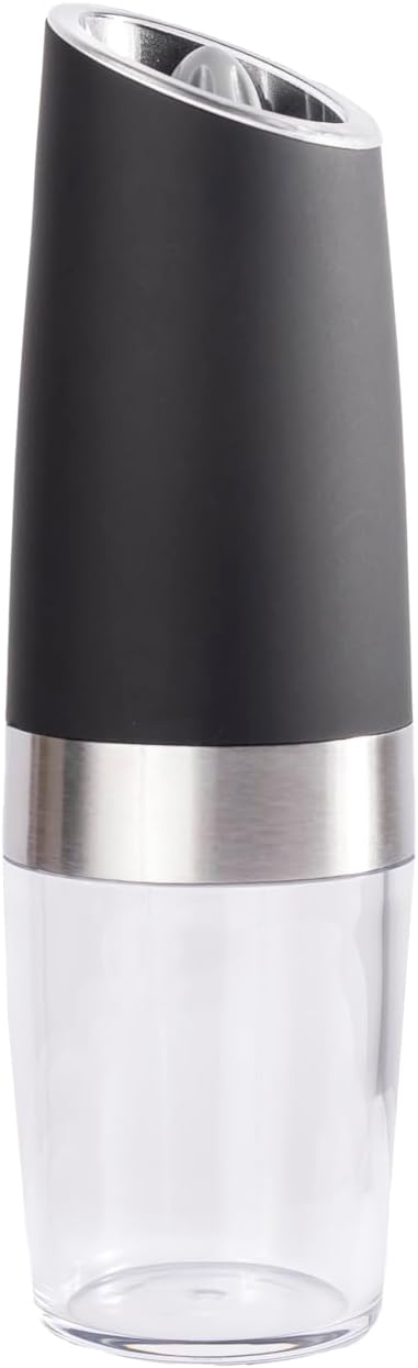 Electric Salt and Pepper Grinder - Rechargeable Pepper Grinder, Pepper Mill Grinder with Blue Light and Stand (Black)