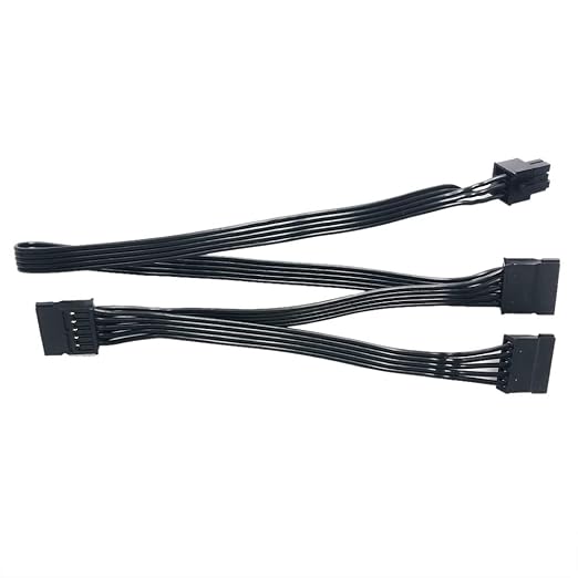 Zahara SATA Power Cable 6 Pin to 3x15 Pin for SeasonicAntec PSUs, BTC Mining Riser Splitter, Hard Drive Adapter 18.7-inch (47.6cm) 18.7-inch 18AWG