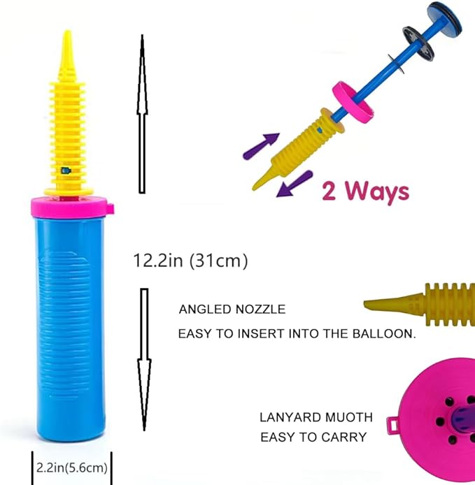 Balloon Pump Hand Held Two-Way Dual Action -Balloon Inflator Pump -Air Pump for Balloons