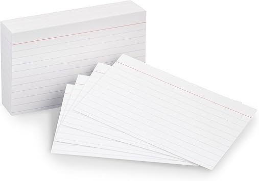 Basics Heavy Weight Ruled Lined Index Cards, White, 3x5 Inch Card, 100-Count