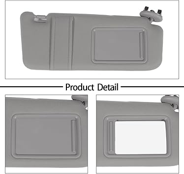 Right Passenger Side Gray Sun Visor Fits 2010-2011 for Toyota for Camry 2.5L Replace 74310-06750-B0
