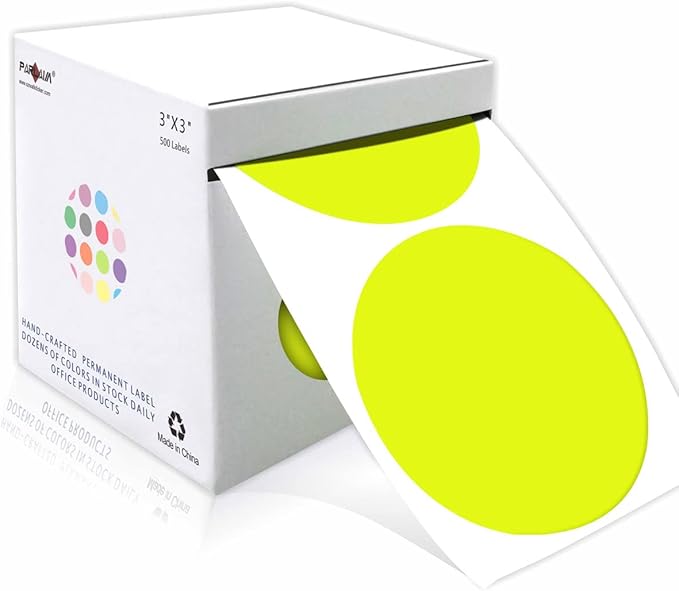 PARLAIM 3 Inch Round Permanent Adhesive Color Cod Dot Stickers,500 per Dispenser Box Roll dots Label Blue Inventory Circle Stickers