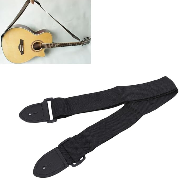 2 Pcs Acoustic Guitar Straps Adjustable Guitar Straps Ukulele Guitar Straps Extra Wide Bass Guitar Straps Classical Guitar Straps Black Guitar Strap with PU Leather Ends