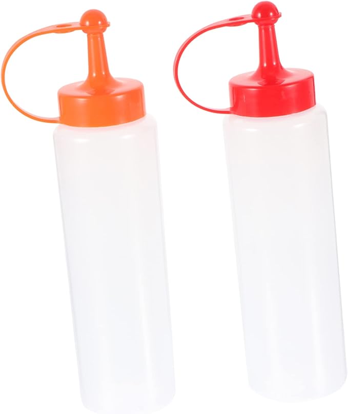 Healifty 2Pcs Squeezing Sauce Bottles Salad Dressing Dispensers Plastic Kitchen Accessories for Condiments Leakproof and Easy Pour Design