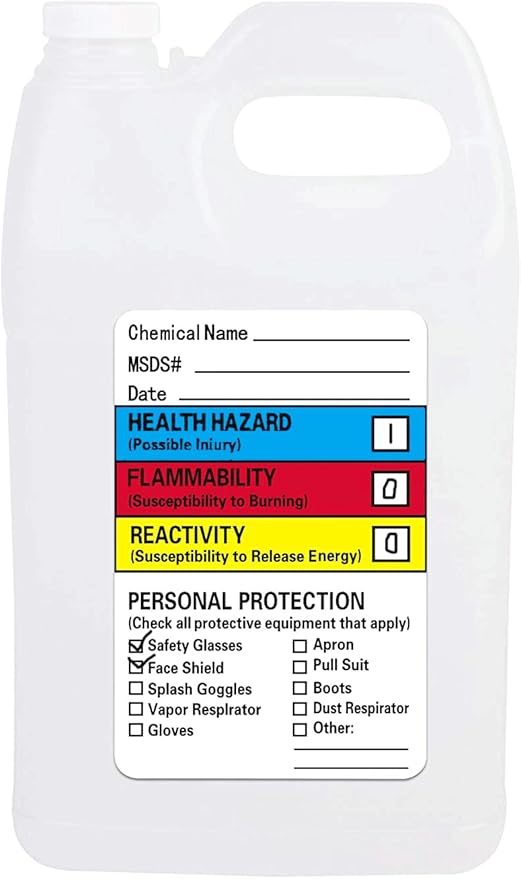 SDS Stickers/MSDS Stickers for Chemical Safty Data 2 X 3 Inches - Chemical Identifying and Labeling Sticker Decals - 250 HIMG Write-in Labels