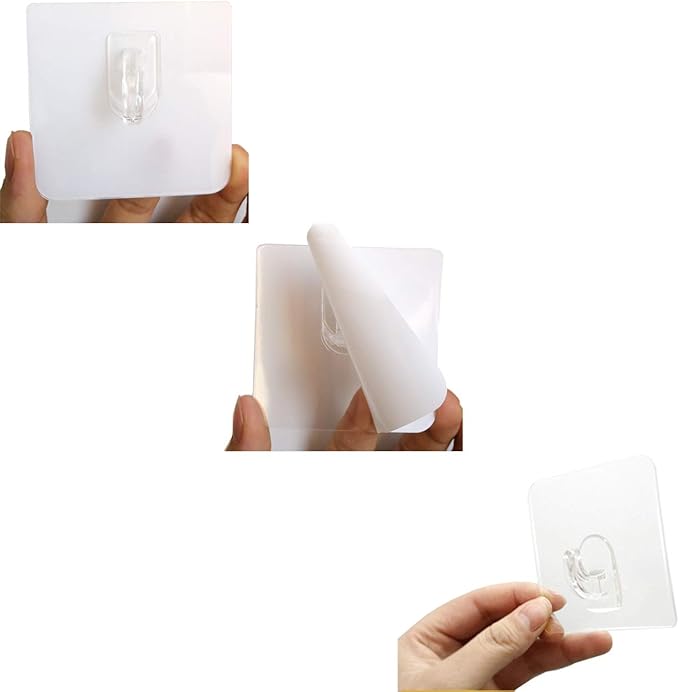 4-Pack Adhesive Suction Hook Adhesive Sticker No Drilling Bathroom Shower Shelf - Clear