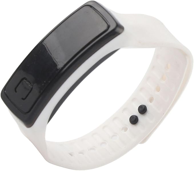 LED Digital Watch, Silicone Strap Digital Display Sports Watch with LED Light 12-Hour Dial Electronic Display for Sport, Night Running, Step Counter (White)