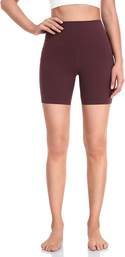 HeyNuts EssentialWorkout Pro Biker Shorts with Side Pockets for Women, High Waisted Compression Yoga Shorts 4'' 6'' 8''